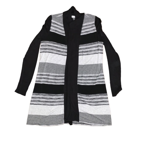 Three Dots Space Dye Striped Cardigan, Shades Of Gray - Picture 1 of 9
